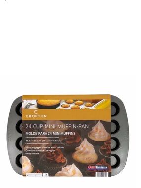 CROFTON 24 Cup Mini Muffin Pan Nonstick Quantum Heavy Gauge Bakeware